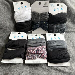 Time and Tru Women's Black, Gray, and White Hair Wrap Set Bundle Of 6 Packs New